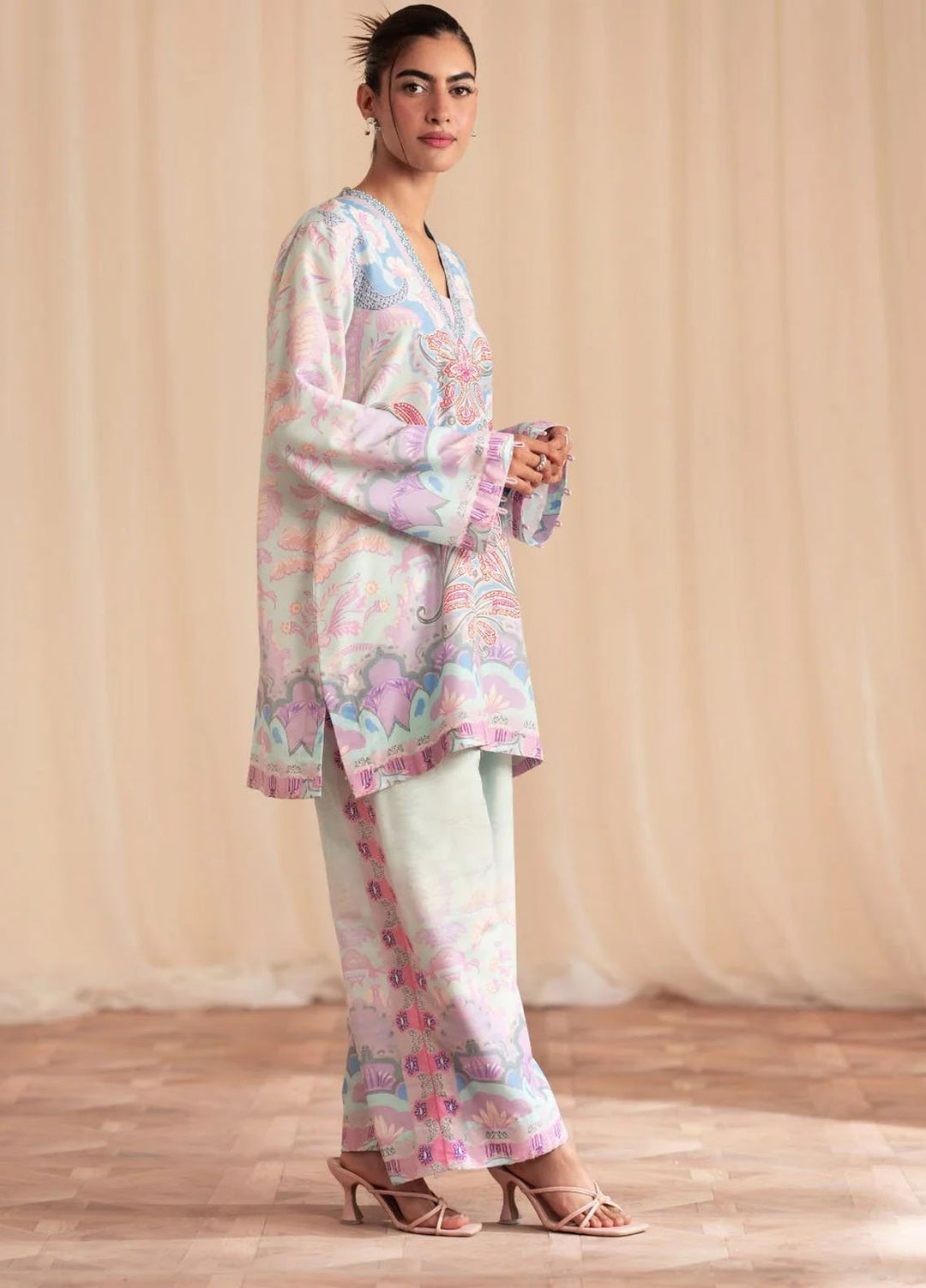 Inayat Pret Printed Silk 2 Piece Suit Dahlia