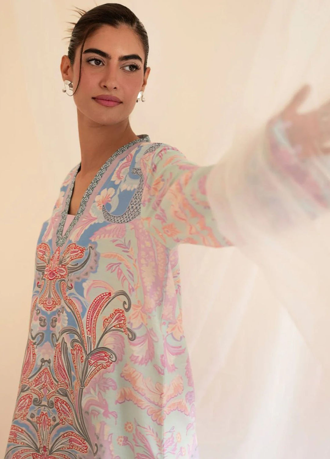 Inayat Pret Printed Silk 2 Piece Suit Dahlia