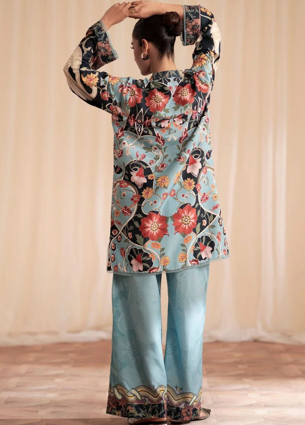 Inayat Pret Printed Silk 2 Piece Suit Moonstone