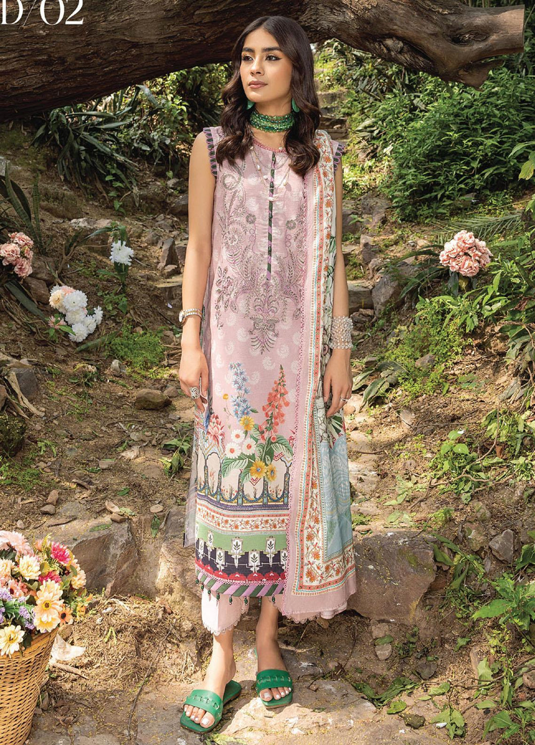 Iris By Humdum Embroidered Lawn Suits Unstitched 3 Piece HD23I D-02 - Summer Collection