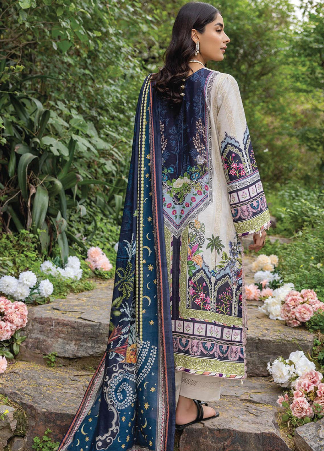 Iris By Humdum Embroidered Lawn Suits Unstitched 3 Piece HD23I D-06 - Summer Collection