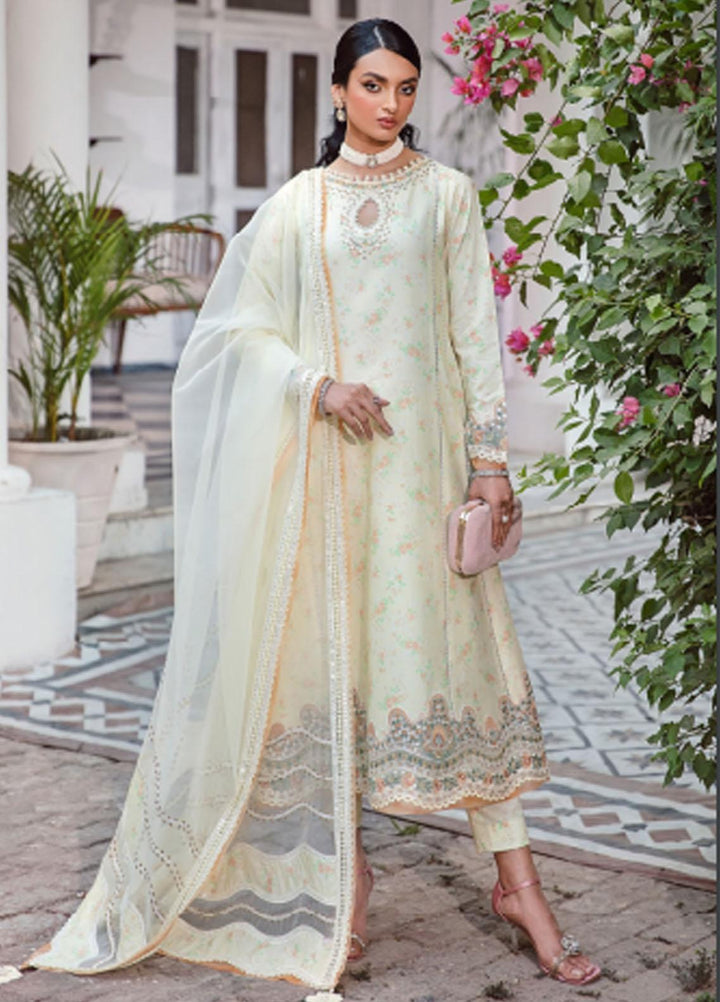 Iris By Jazmin Embroidered Lawn Suits Unstitched 3 Piece JZ23IL D-06 Lime Primrose - Eid Collection