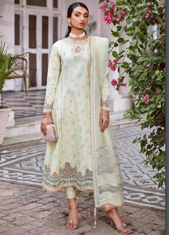 Iris By Jazmin Embroidered Lawn Suits Unstitched 3 Piece JZ23IL D-06 Lime Primrose - Eid Collection