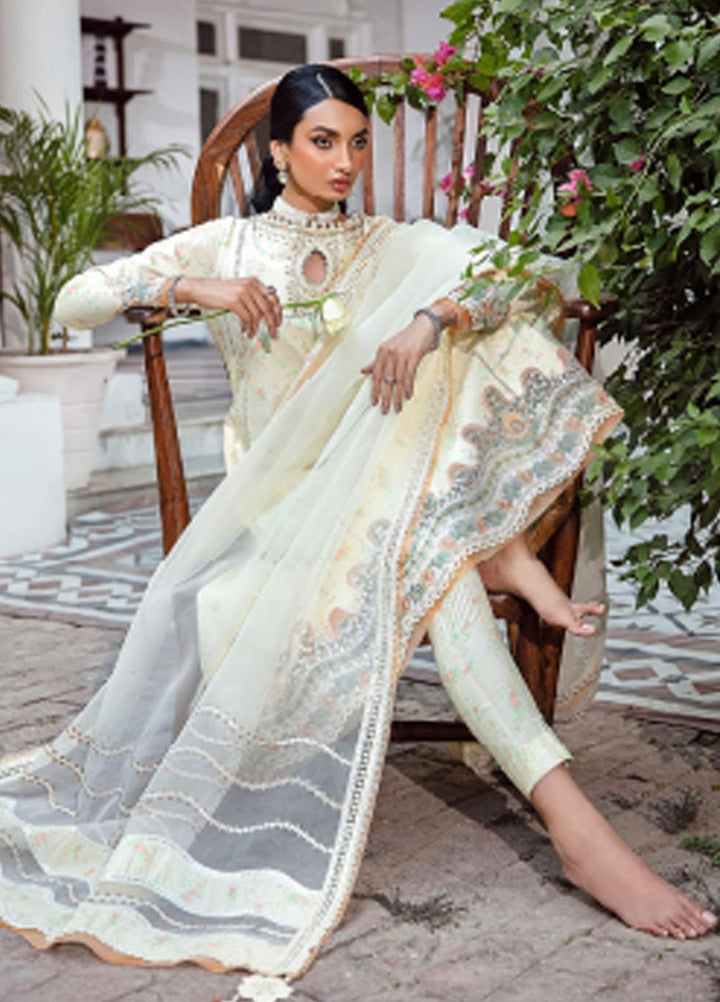 Iris By Jazmin Embroidered Lawn Suits Unstitched 3 Piece JZ23IL D-06 Lime Primrose - Eid Collection