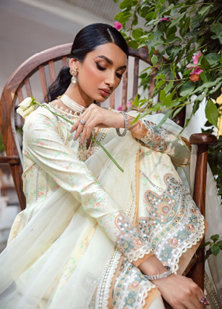 Iris By Jazmin Embroidered Lawn Suits Unstitched 3 Piece JZ23IL D-06 Lime Primrose - Eid Collection