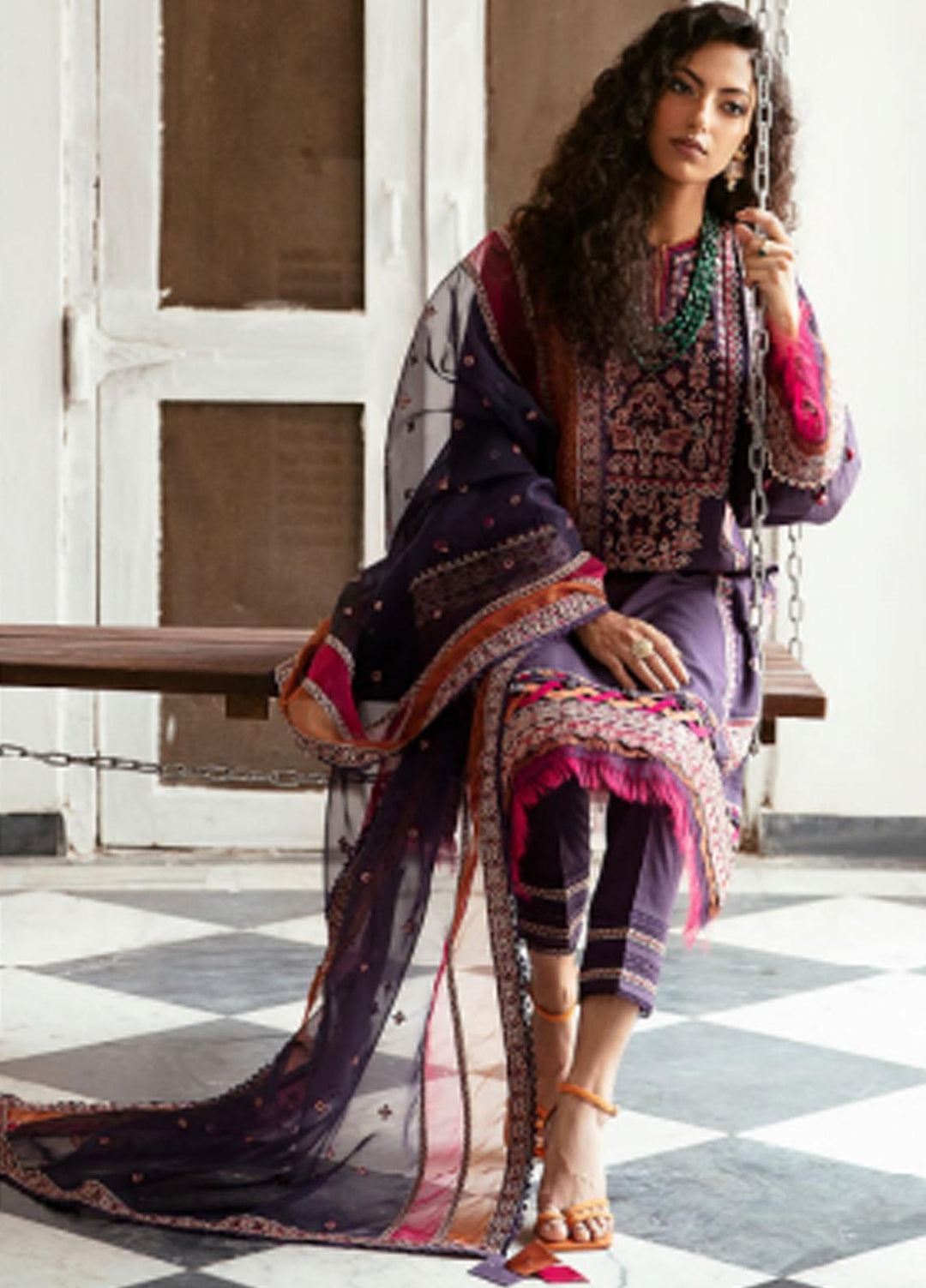 Iris By Jazmin Embroidered Lawn Suits Unstitched 3 Piece JZ23IL D-07 Alpenrose - Eid Collection