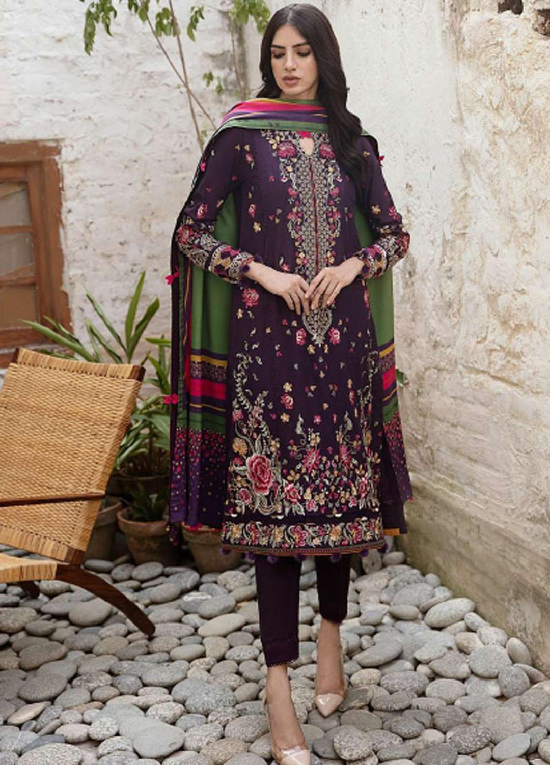 Iris By Jazmin Embroidered Slub Suits Unstitched 3 Piece JZ23IFW D-01 - Winter Collection