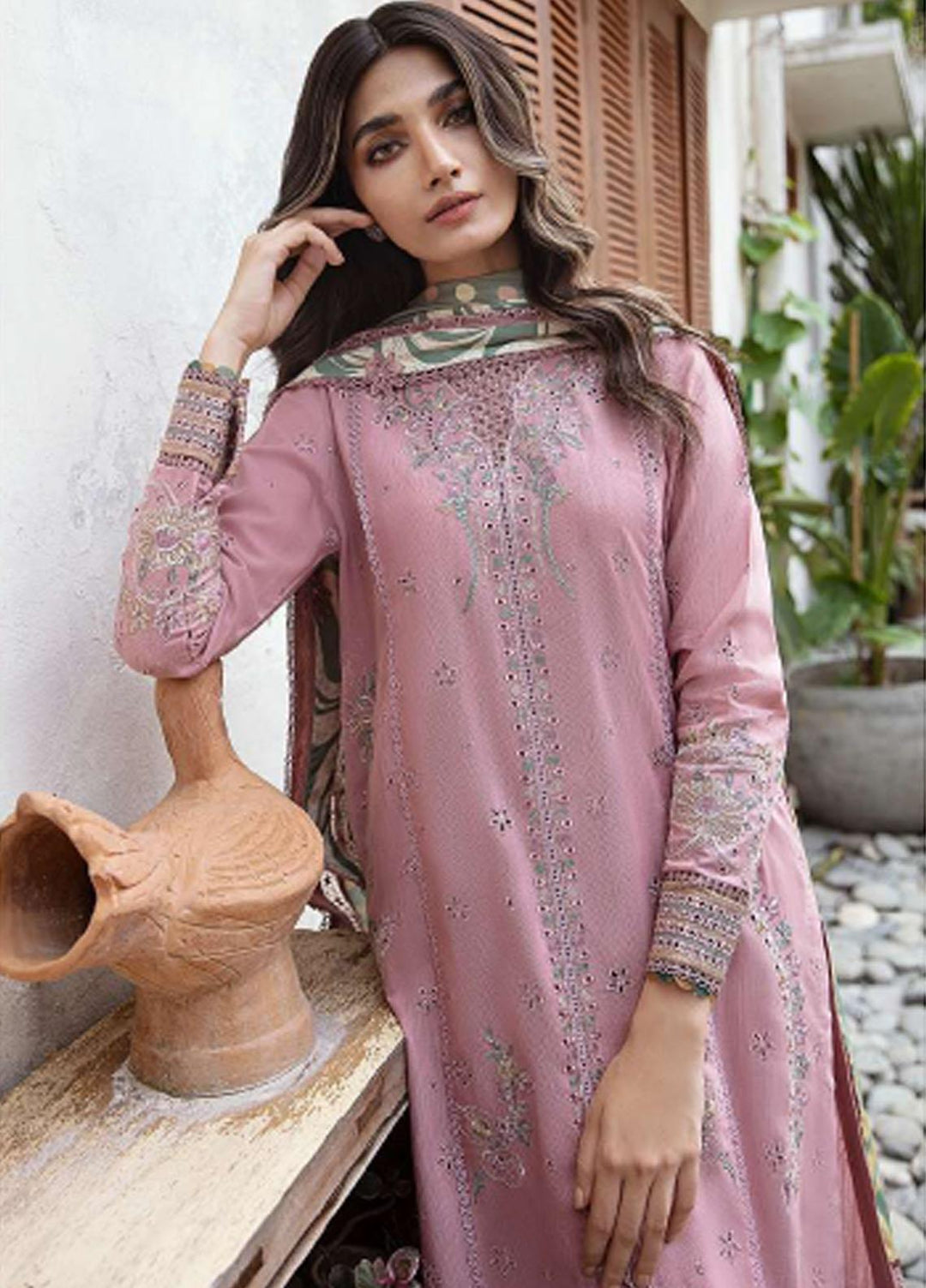 Iris By Jazmin Embroidered Slub Suits Unstitched 3 Piece JZ23IFW D-03 - Winter Collection