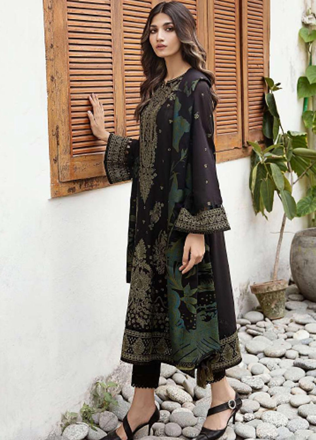 Iris By Jazmin Embroidered Slub Suits Unstitched 3 Piece JZ23IFW D-04 - Winter Collection