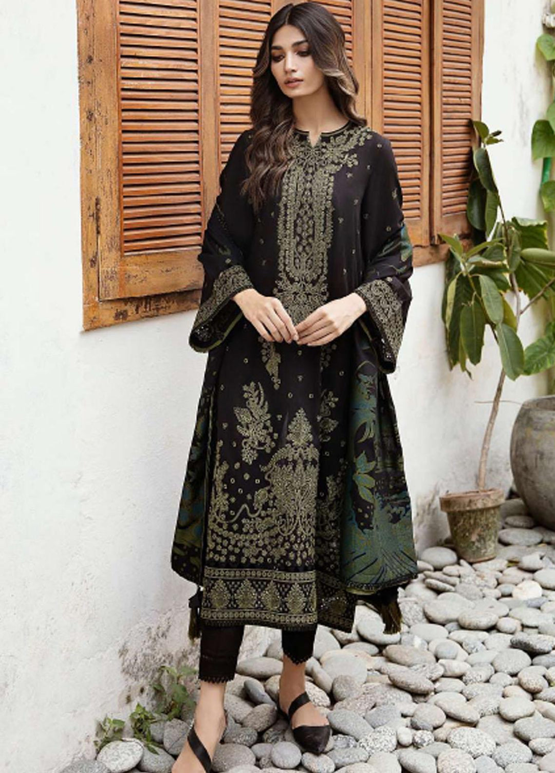 Iris By Jazmin Embroidered Slub Suits Unstitched 3 Piece JZ23IFW D-04 - Winter Collection