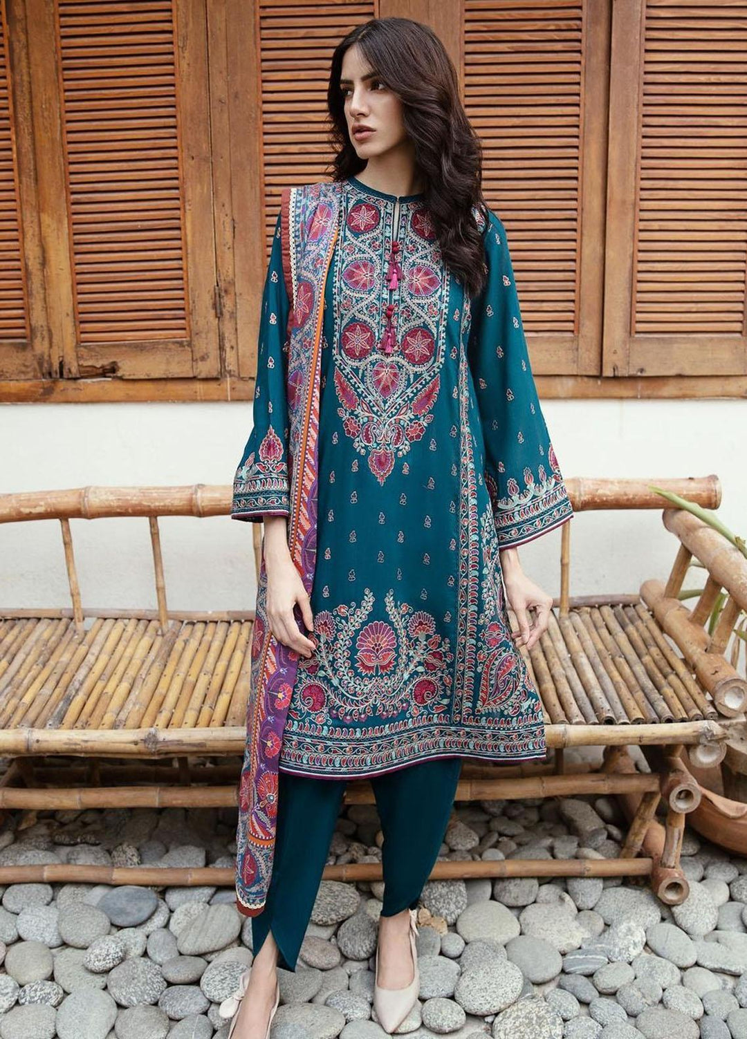 Iris By Jazmin Embroidered Slub Suits Unstitched 3 Piece JZ23IFW D-06 - Winter Collection