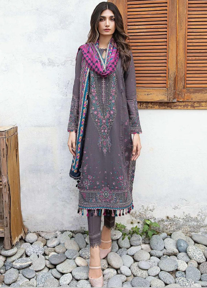 Iris By Jazmin Embroidered Slub Suits Unstitched 3 Piece JZ23IFW D-07 - Winter Collection