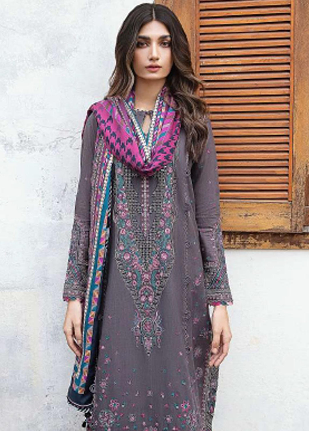 Iris By Jazmin Embroidered Slub Suits Unstitched 3 Piece JZ23IFW D-07 - Winter Collection
