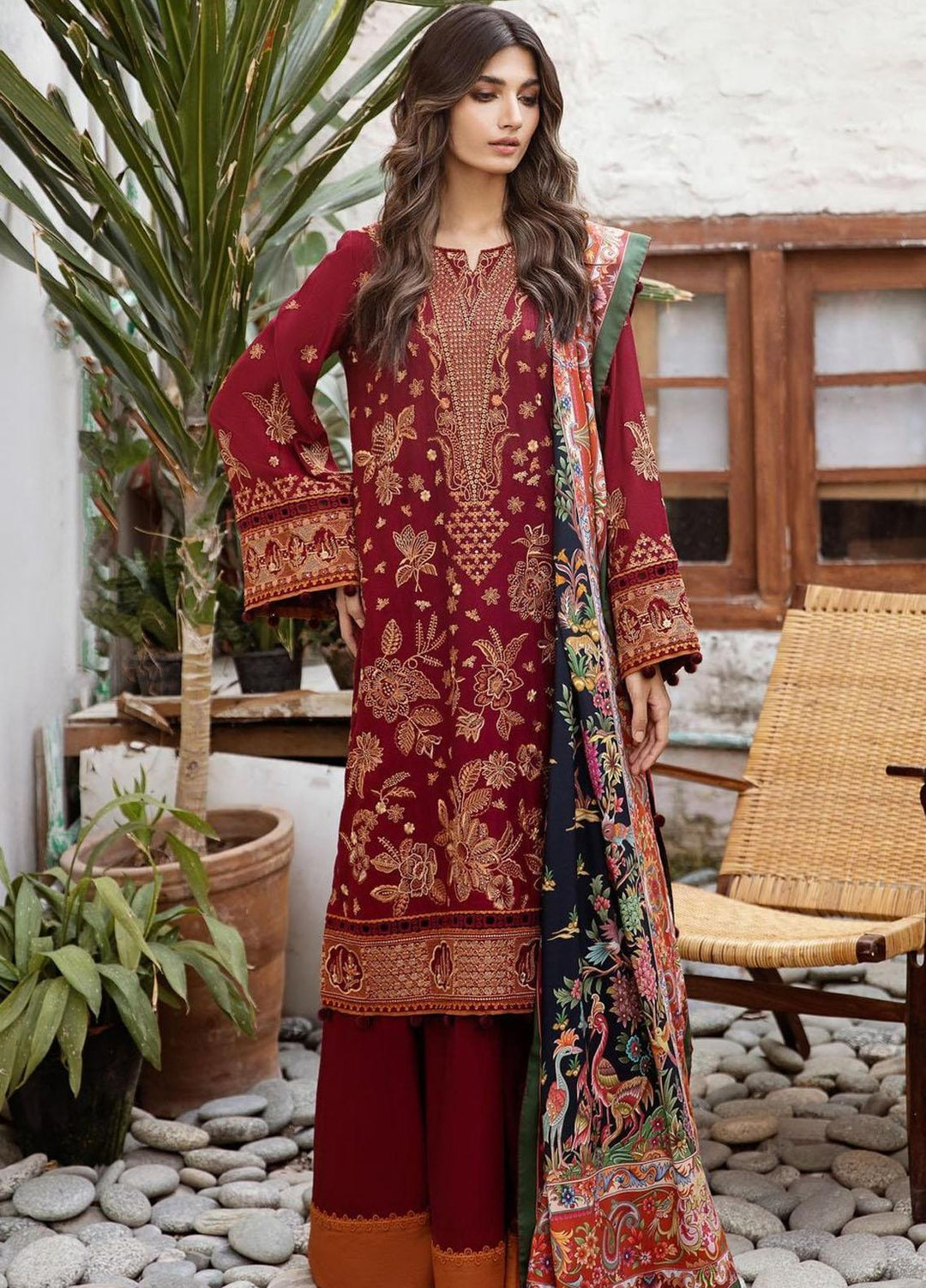 Iris By Jazmin Embroidered Slub Suits Unstitched 3 Piece JZ23IFW D-08 - Winter Collection