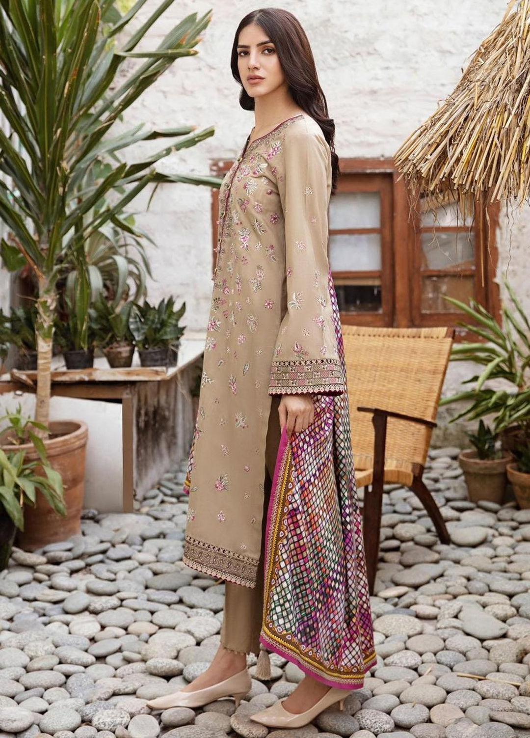 Iris By Jazmin Embroidered Slub Suits Unstitched 3 Piece JZ23IFW D-09 - Winter Collection