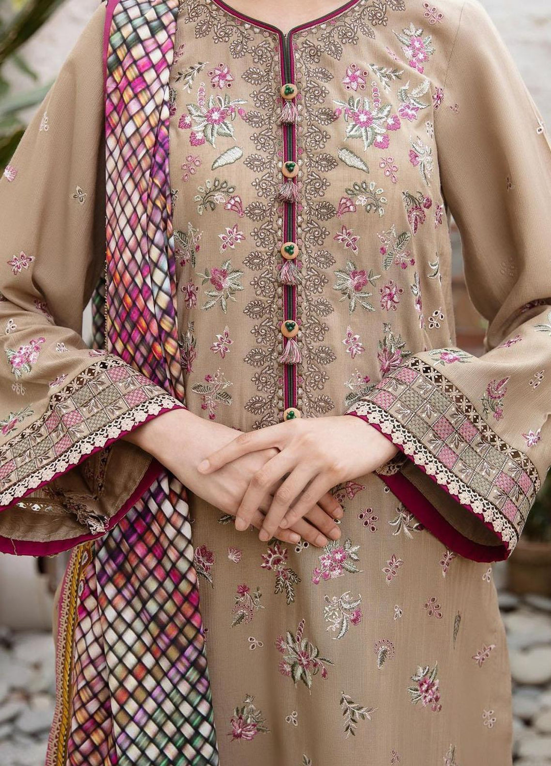 Iris By Jazmin Embroidered Slub Suits Unstitched 3 Piece JZ23IFW D-09 - Winter Collection