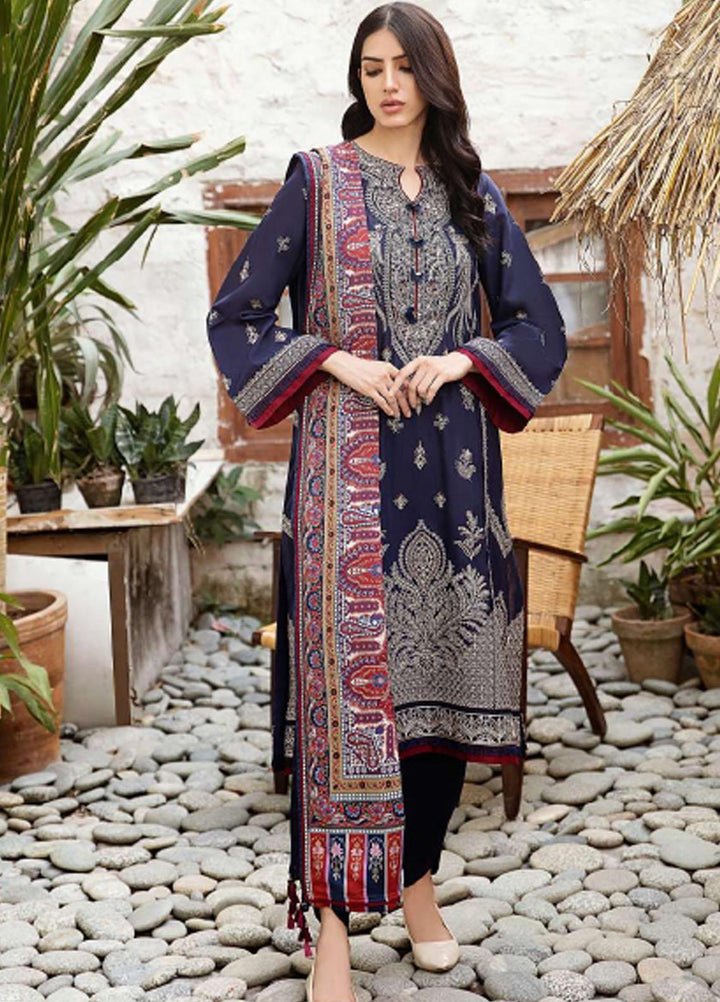 Iris By Jazmin Embroidered Slub Suits Unstitched 3 Piece JZ23IFW D-10 - Winter Collection
