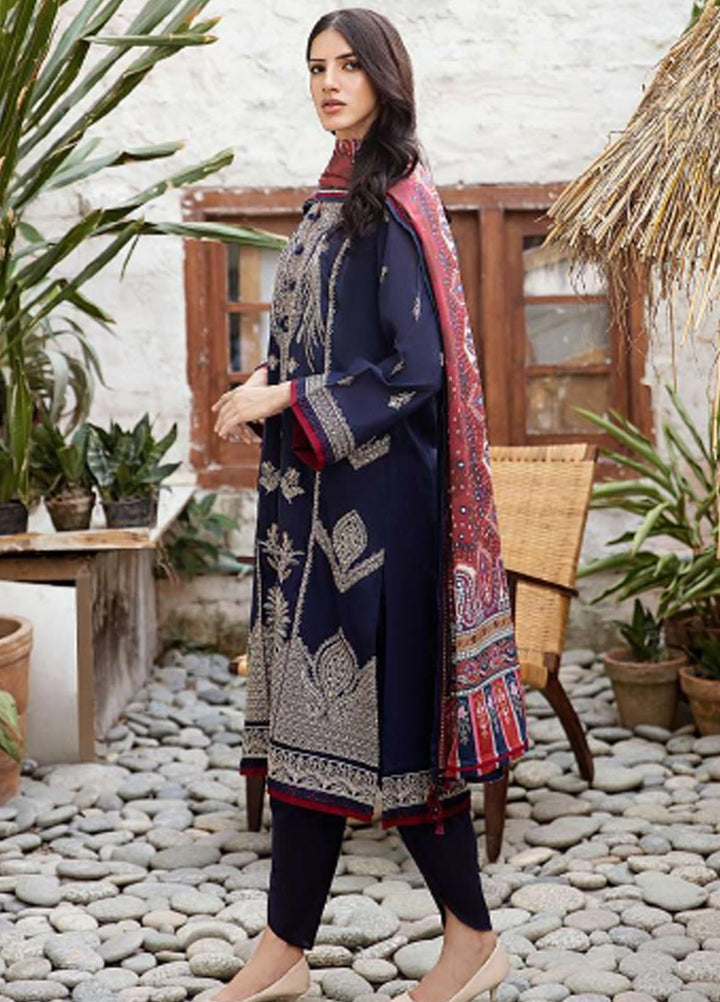 Iris By Jazmin Embroidered Slub Suits Unstitched 3 Piece JZ23IFW D-10 - Winter Collection