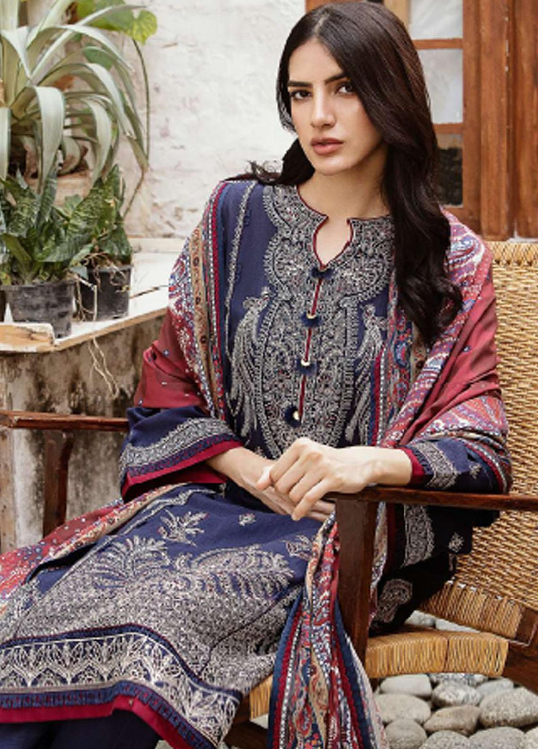 Iris By Jazmin Embroidered Slub Suits Unstitched 3 Piece JZ23IFW D-10 - Winter Collection
