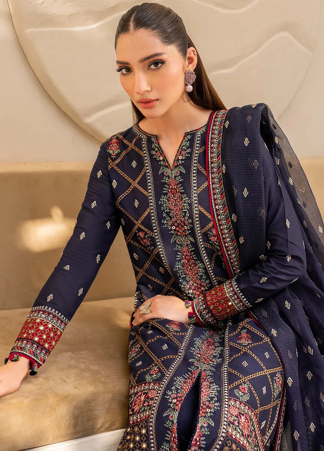 Iris By Jazmin Embroidered Lawn Suits Unstitched 3 Piece JZ24I D6 - Summer Collection