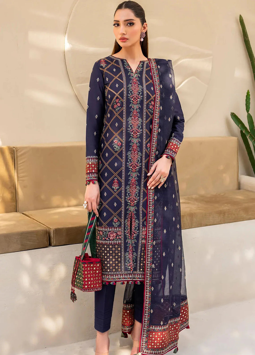Iris By Jazmin Embroidered Lawn Suits Unstitched 3 Piece JZ24I D6 - Summer Collection
