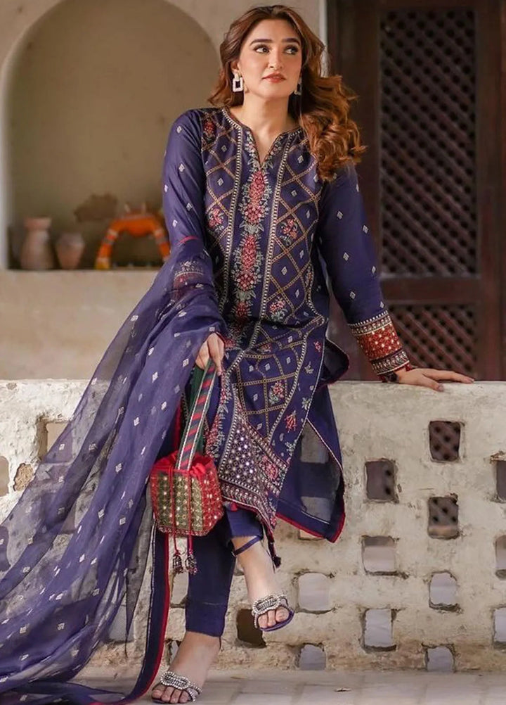 Iris By Jazmin Embroidered Lawn Suits Unstitched 3 Piece JZ24I D6 - Summer Collection