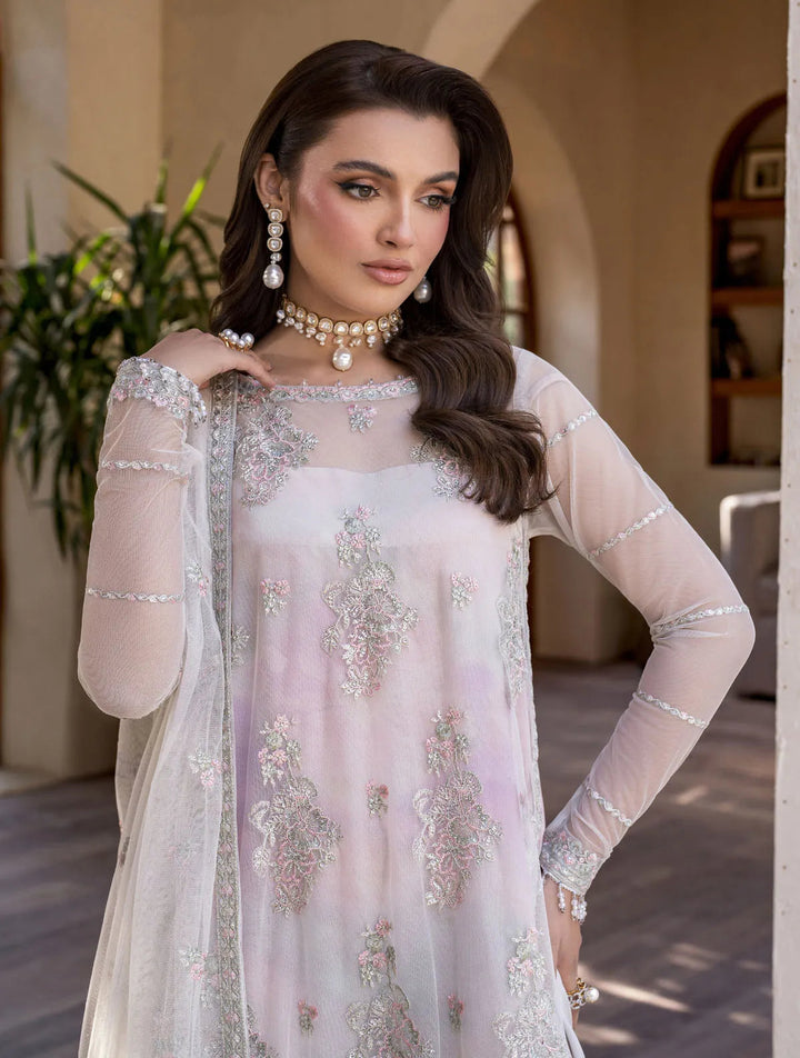 Iris by Zarif Embroidered Net Suits Unstitched 3 Piece ZR25UF ZRI 01 Orchid - Formal Collection