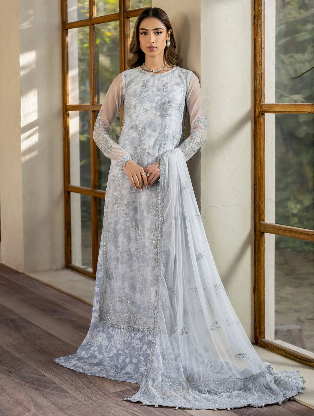 Iris by Zarif Embroidered Net Suits Unstitched 3 Piece ZR25UF ZRI 02 Stela - Formal Collection