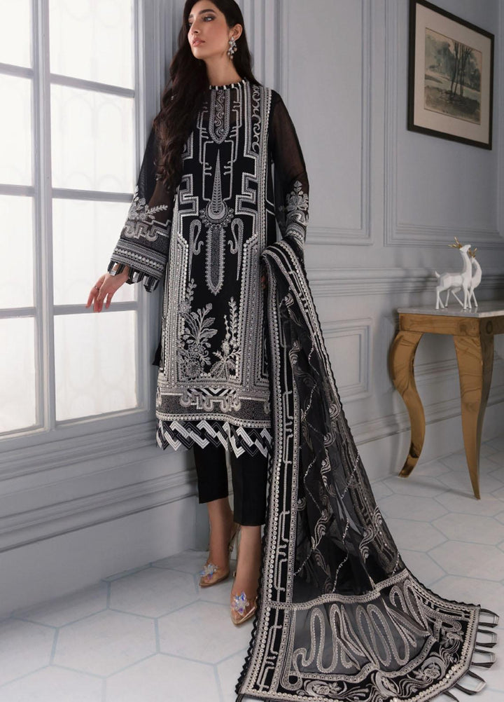 Iris by Jazmin Embroidered Cotton Net Suits Unstitched 3 Piece JZ21IRL D-01 TWILIGHT GLORY - Formals Collection