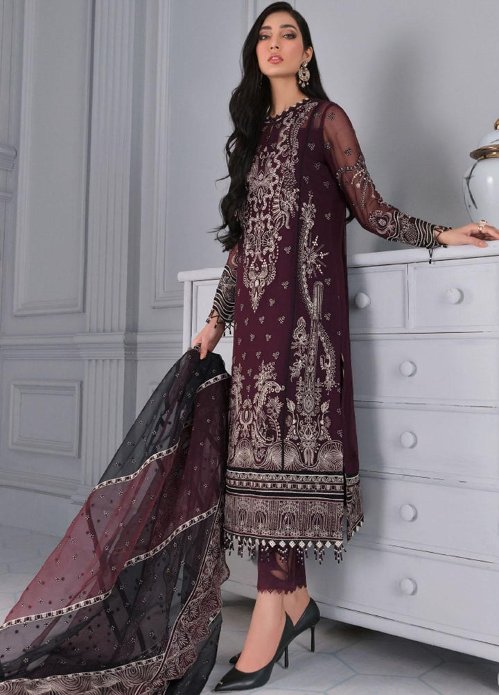 Iris by Jazmin Embroidered Chiffon Suits Unstitched 3 Piece JZ21IRL D-03 LIVIA - Formals Collection
