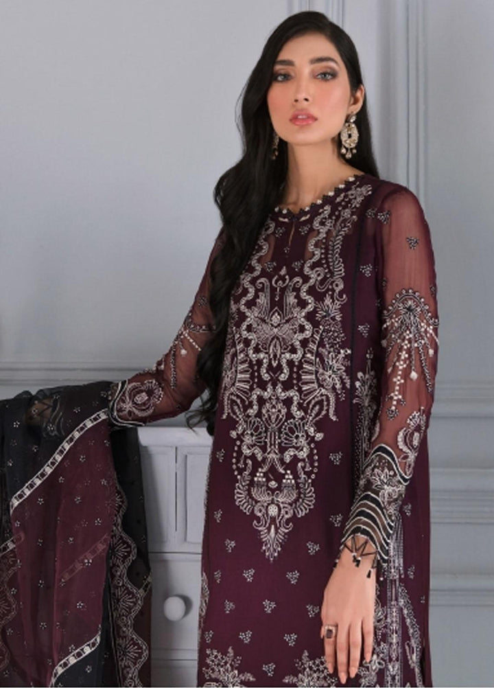 Iris by Jazmin Embroidered Chiffon Suits Unstitched 3 Piece JZ21IRL D-03 LIVIA - Formals Collection