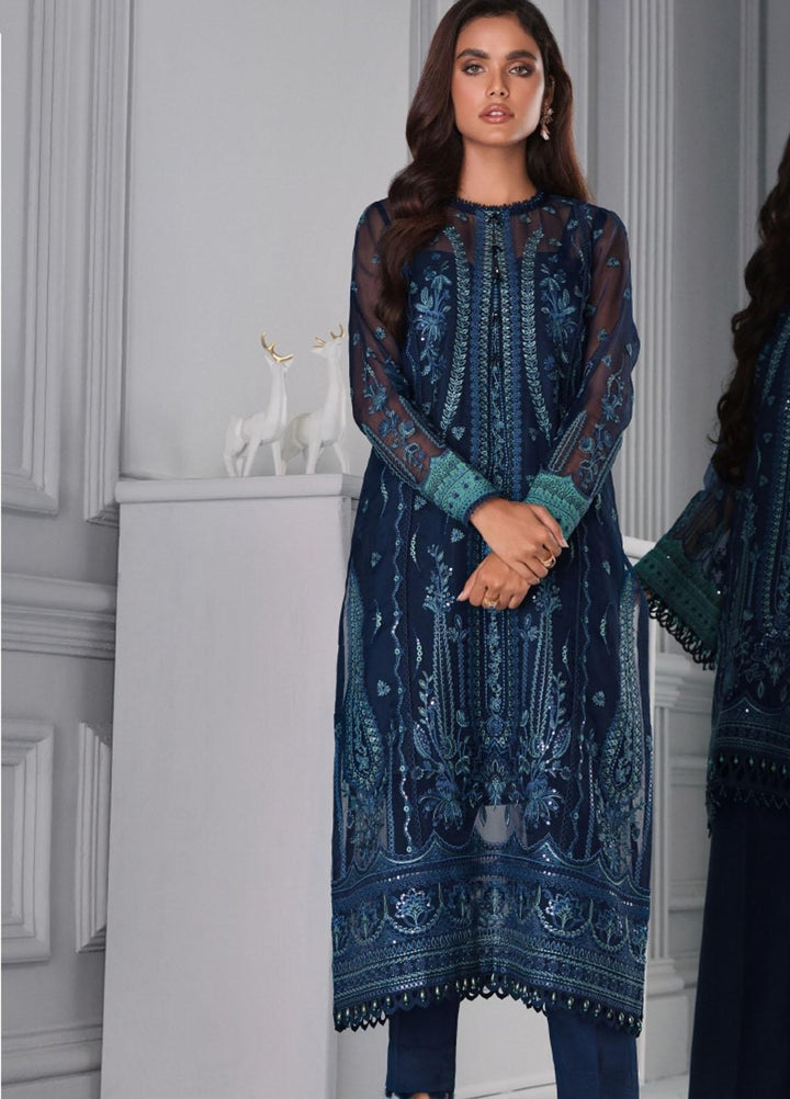 Iris by Jazmin Embroidered Organza Suits Unstitched 3 Piece JZ21IRL D-05 SEA SHELL - Formals Collection