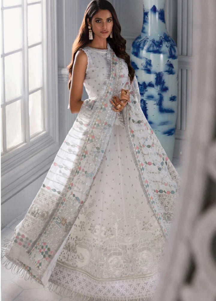 Iris by Jazmin Embroidered Chiffon Suits Unstitched 3 Piece JZ21IRL D-08 ICE WHITE - Formals Collection