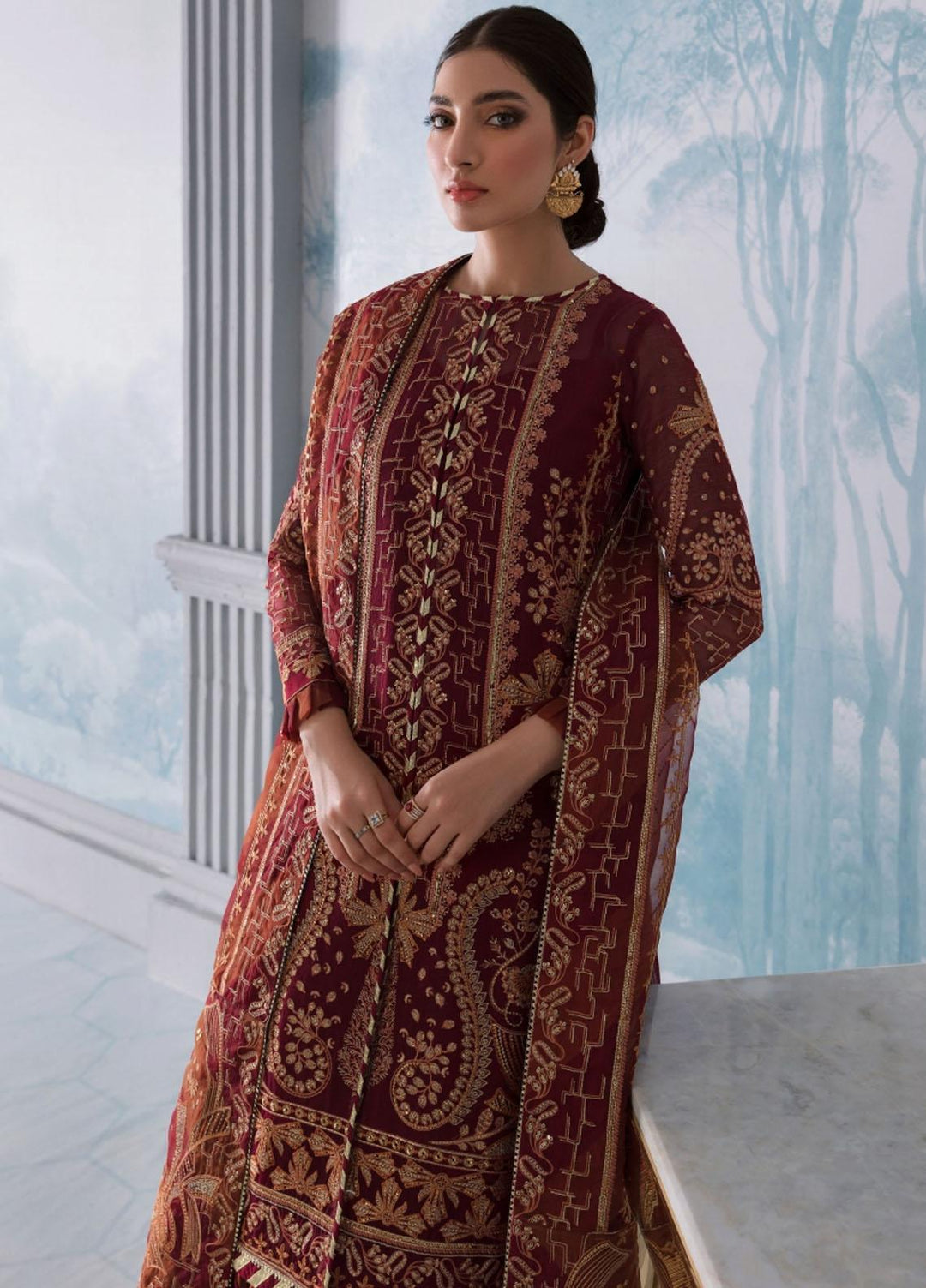 Iris by Jazmin Embroidered Cotton Net Suits Unstitched 3 Piece JZ21IRL D-09 ALOHA - Formals Collection