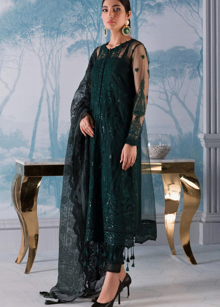 Iris by Jazmin Embroidered Net Suits Unstitched 3 Piece JZ21IRL D-11 GREEN SPARK - Formals Collection