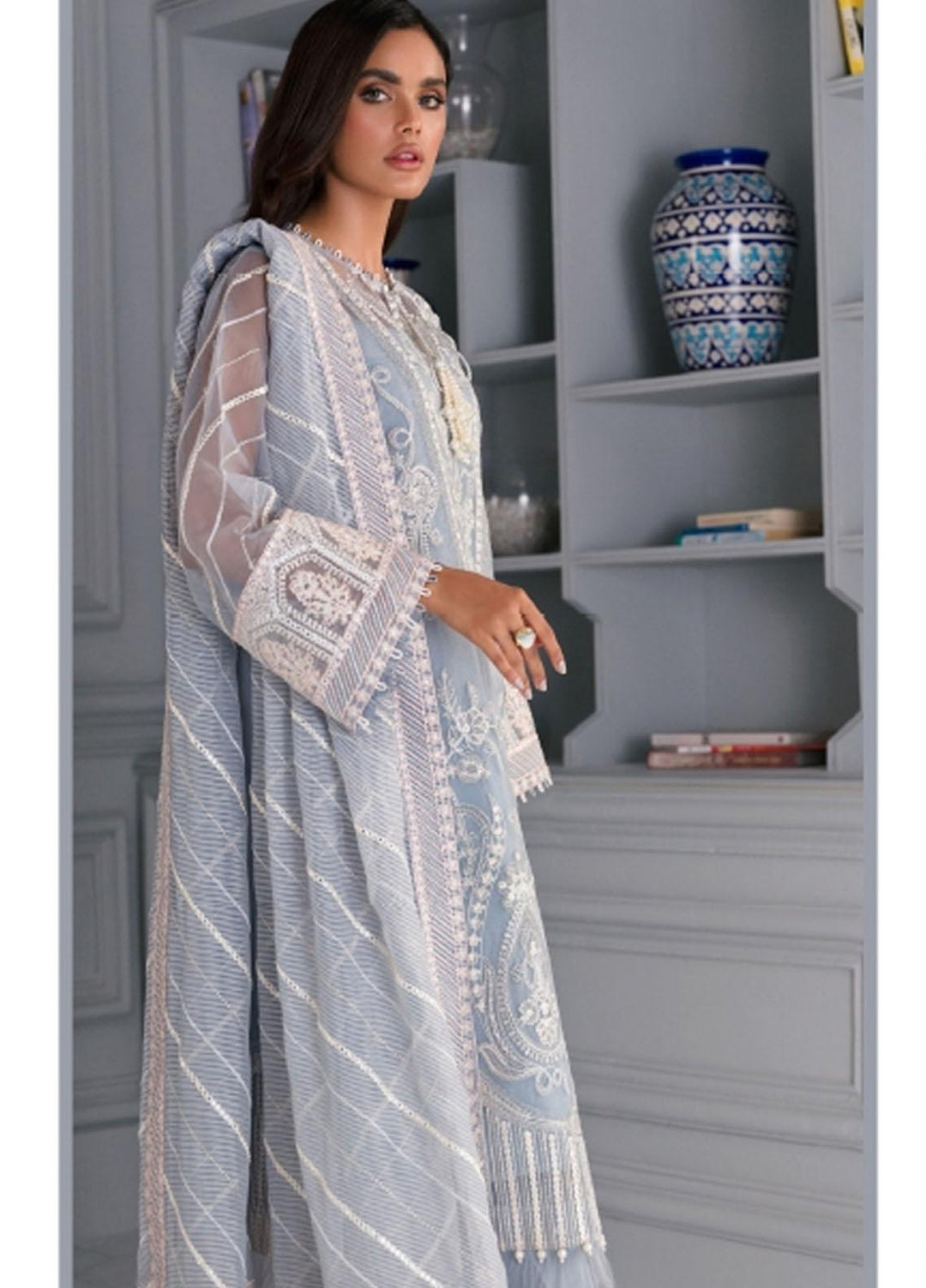 Iris by Jazmin Embroidered Organza Suits Unstitched 3 Piece JZ21IRL D-12 CELENE - Formals Collection