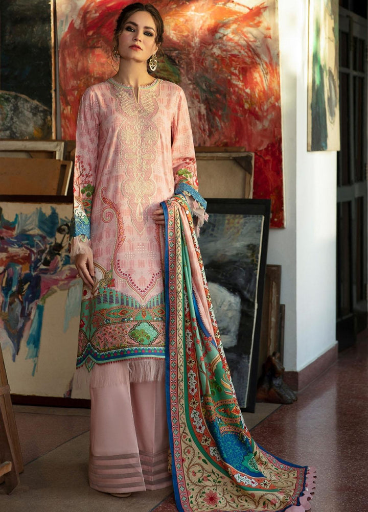Iris by Jazmin Embroidered Viscose Slub Khaddar Suits Unstitched 3 Piece JZ21IV D10 PINK ISLAND - Winter Collection
