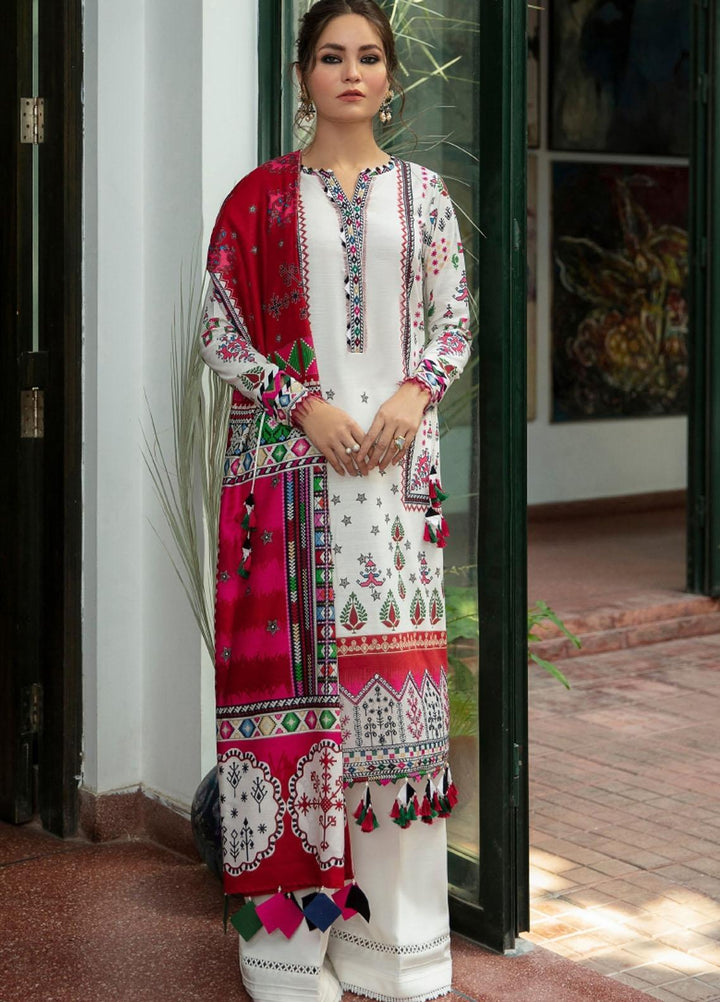 Iris by Jazmin Embroidered Viscose Slub Khaddar Suits Unstitched 3 Piece JZ21IV D5 WHITE DEW - Winter Collection