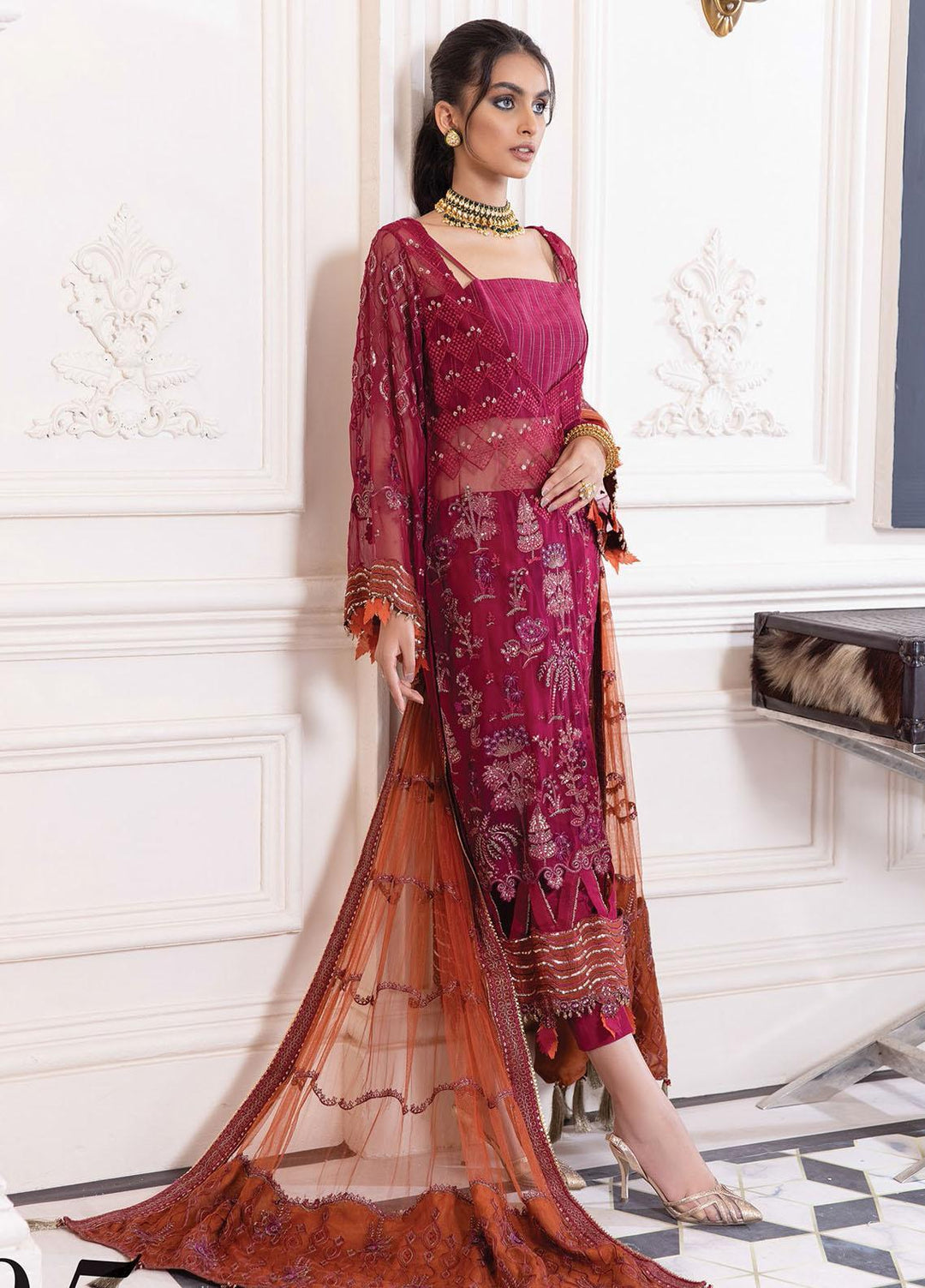 Isfahan by Xenia Formals Embroidered Chiffon Suits Unstitched 3 Piece XF21IF 05-MARINA - Luxury Collection