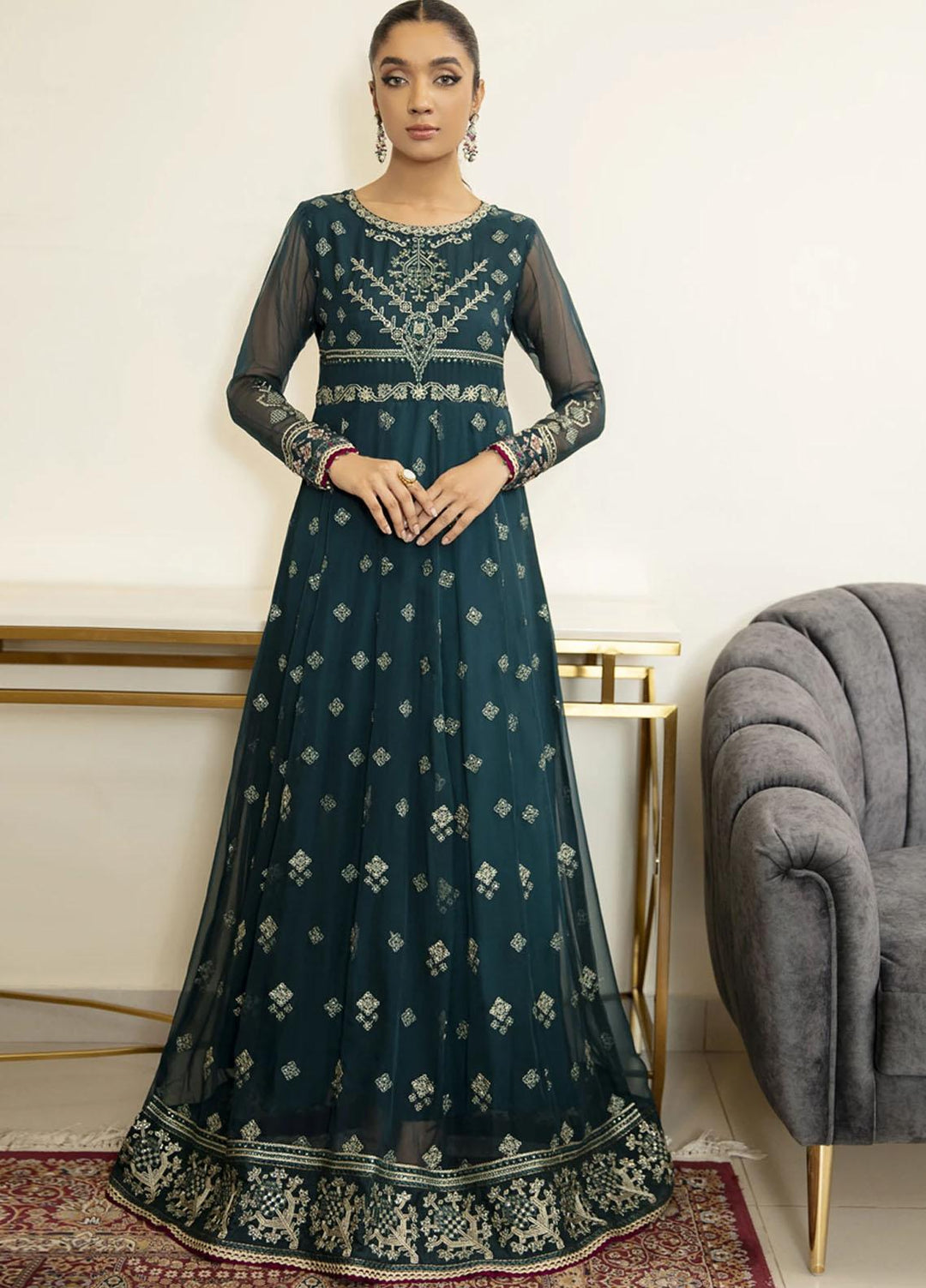 Isfahan by Xenia Formals Embroidered Chiffon Suits Unstitched 3 Piece MEHZA XFR-21-299 - Luxury Collection