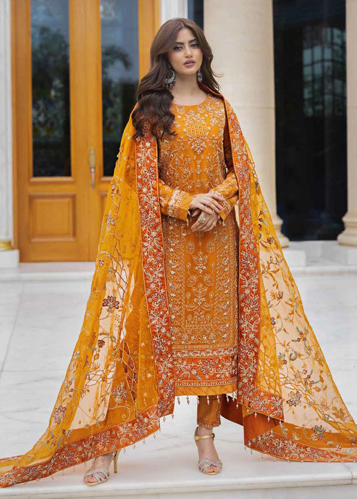 Ishq Aatish by Emaan Adeel Embroidered Chiffon Suits Unstitched 3 Piece EA23IA AT-02 - Luxury Collection