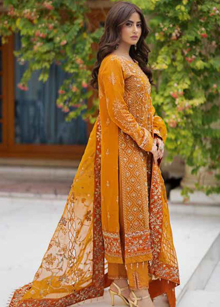 Ishq Aatish by Emaan Adeel Embroidered Chiffon Suits Unstitched 3 Piece EA23IA AT-02 - Luxury Collection