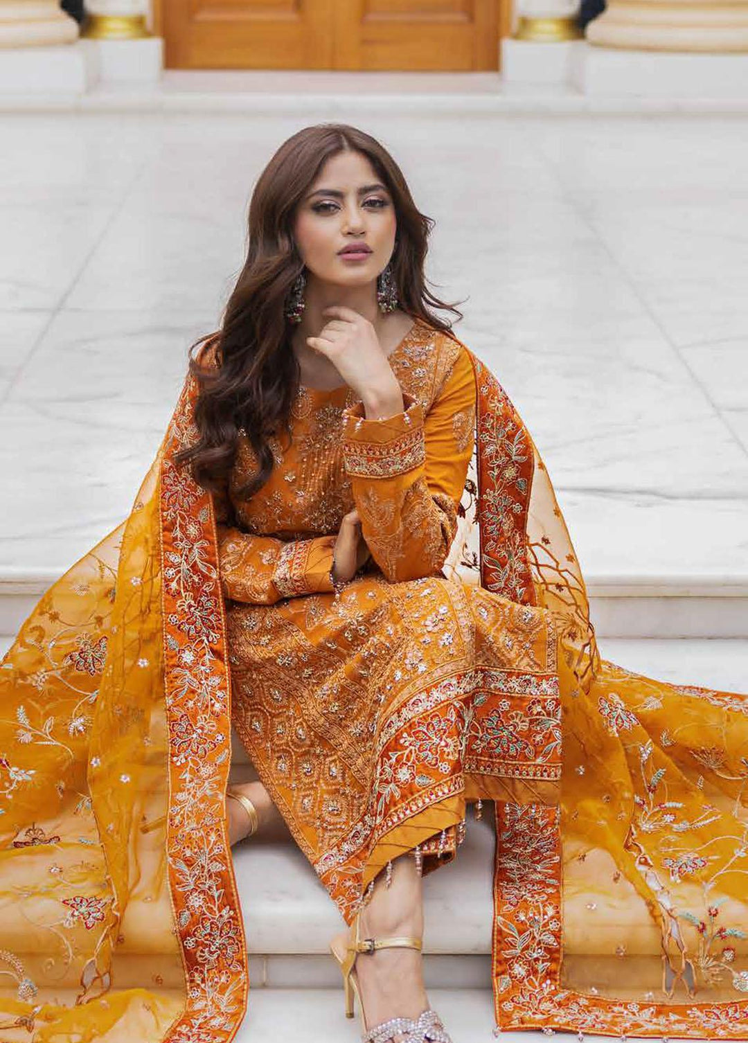 Ishq Aatish by Emaan Adeel Embroidered Chiffon Suits Unstitched 3 Piece EA23IA AT-02 - Luxury Collection