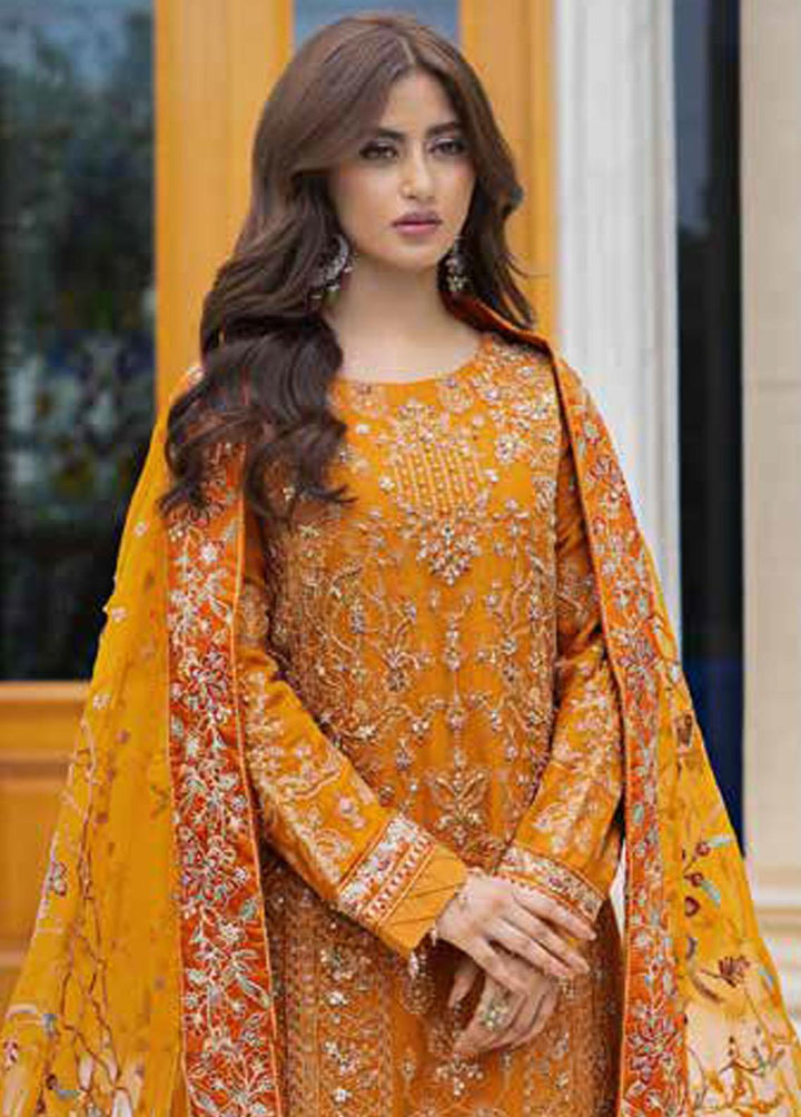 Ishq Aatish by Emaan Adeel Embroidered Chiffon Suits Unstitched 3 Piece EA23IA AT-02 - Luxury Collection