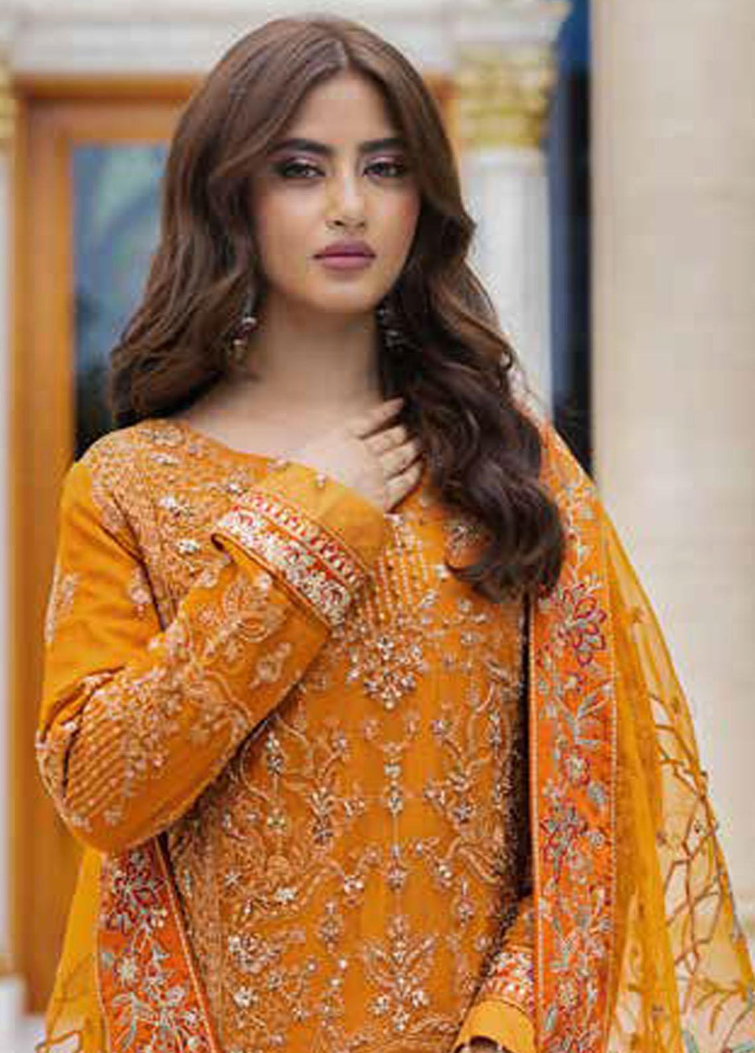 Ishq Aatish by Emaan Adeel Embroidered Chiffon Suits Unstitched 3 Piece EA23IA AT-02 - Luxury Collection