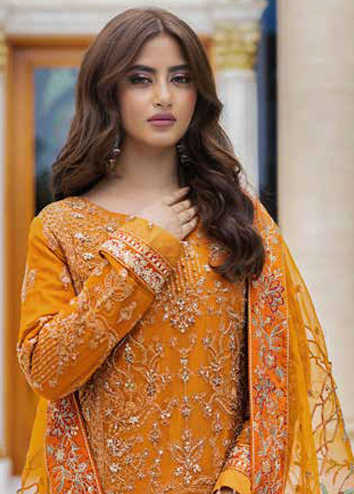 Ishq Aatish by Emaan Adeel Embroidered Chiffon Suits Unstitched 3 Piece EA23IA AT-02 - Luxury Collection