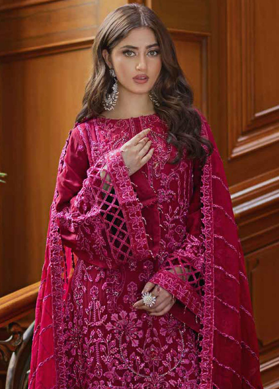 Ishq Aatish by Emaan Adeel Embroidered Chiffon Suits Unstitched 3 Piece EA23IA AT-03 - Luxury Collection