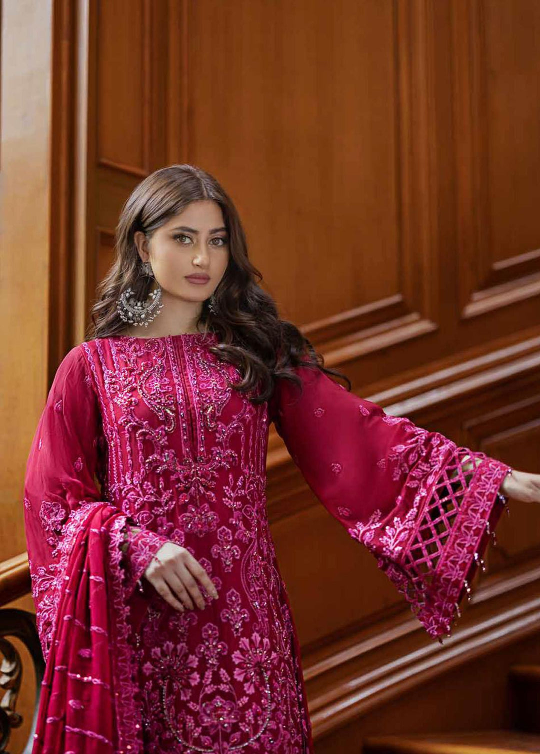 Ishq Aatish by Emaan Adeel Embroidered Chiffon Suits Unstitched 3 Piece EA23IA AT-03 - Luxury Collection