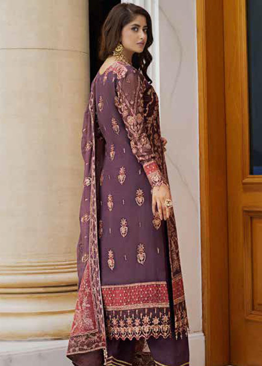 Ishq Aatish by Emaan Adeel Embroidered Chiffon Suits Unstitched 3 Piece EA23IA AT-10 - Luxury Collection