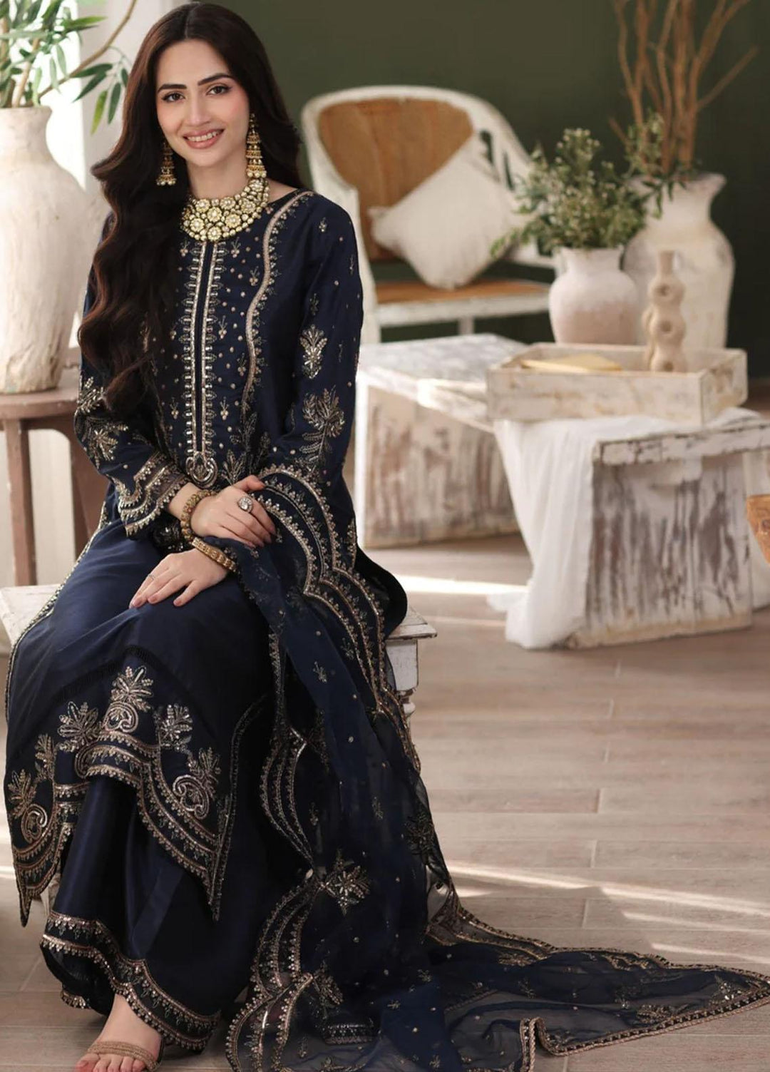 Ishq Aatish By Mohagni Embroidered Raw Silk Suits Unstitched 3 Piece MG23IA MGS-01 Afreen - Luxury Collection